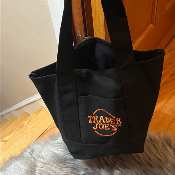 NWT🖤🧡Black & orange Trader Joe's Mini Canvas Tote Bag - Picture 11 of 15